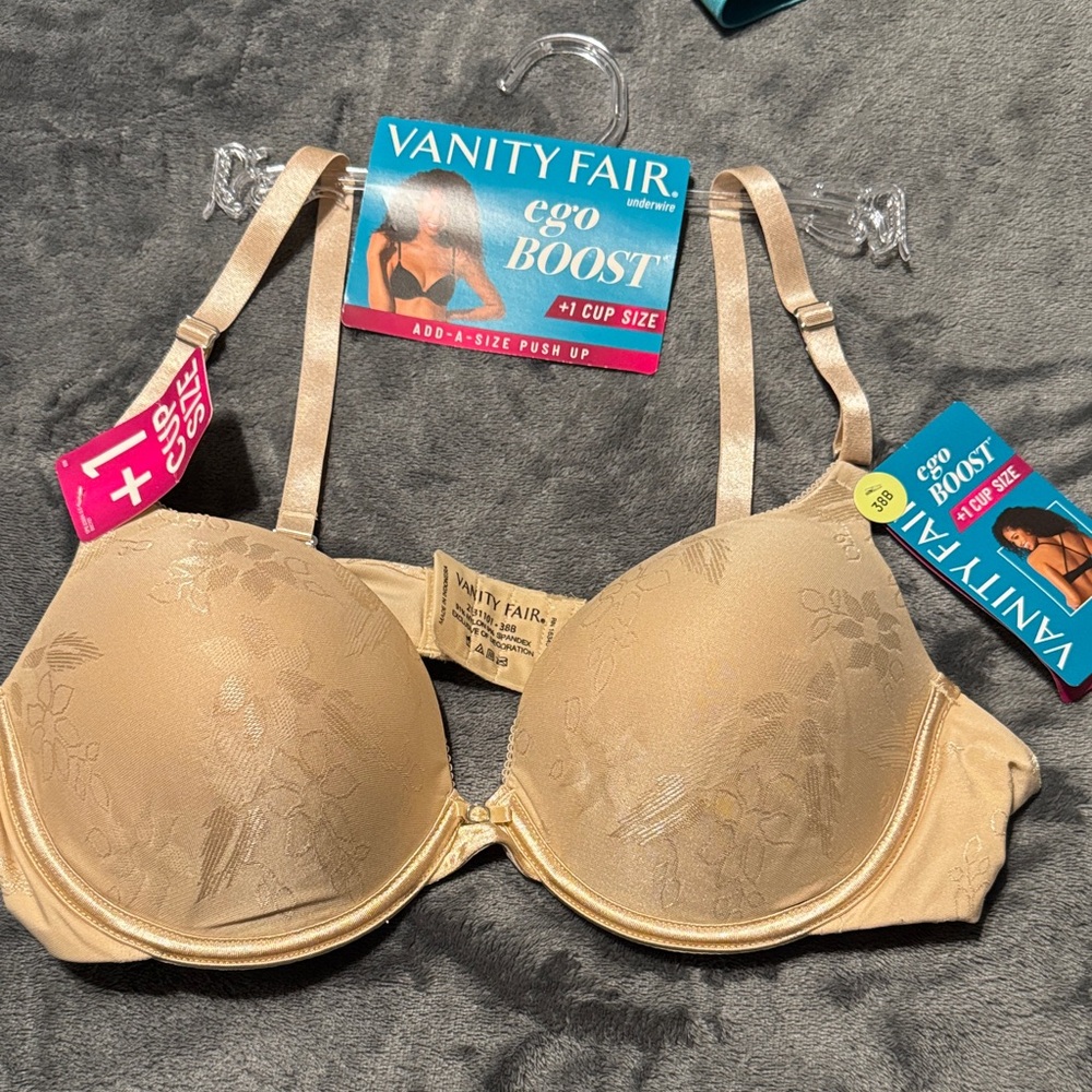Vanity Fair Women's Beige Floral ego boost add a cup size  38B NWT